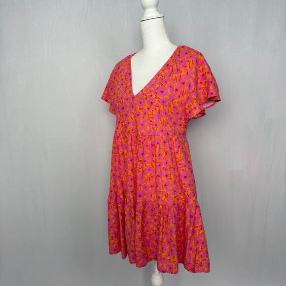 Universal Thread Tiered Linen Blend Floral Babydoll Mini Dress, Size XS - Picture 5 of 8